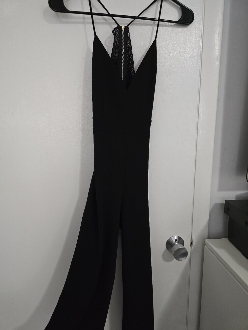 Black Women's Jumpsuit with Lace Back